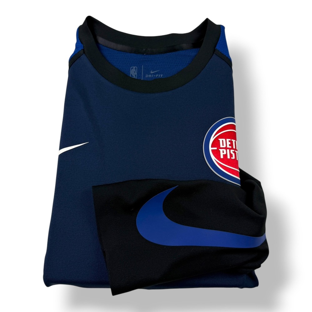 Nike NBA Detroit Pistons Dri-FIT Long Sleeve Shooting Shirt Navy Mens XL 933138